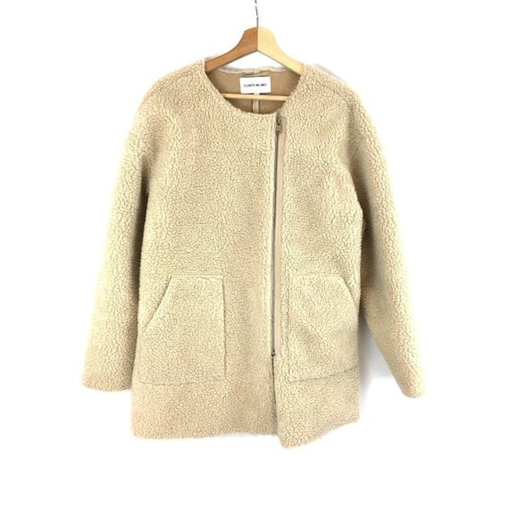 Elizabeth and James Faux Sherpa Coat Off-Set Zipper Size L NEW - Picture 1 of 11
